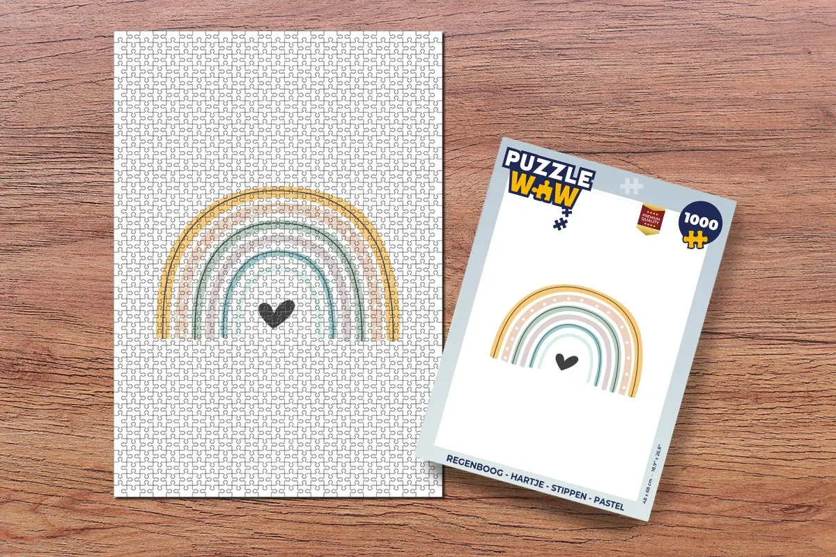 PuzzleWow Regenboog Hartje Stippen Legpuzzel 1000 Stuks - Multicolor