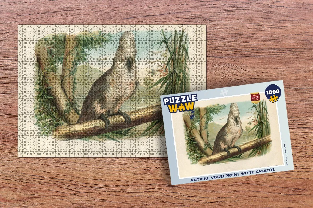PuzzleWow Antieke Vogelprent Witte Kaketoe Legpuzzel 1000 Stuks - Multicolor