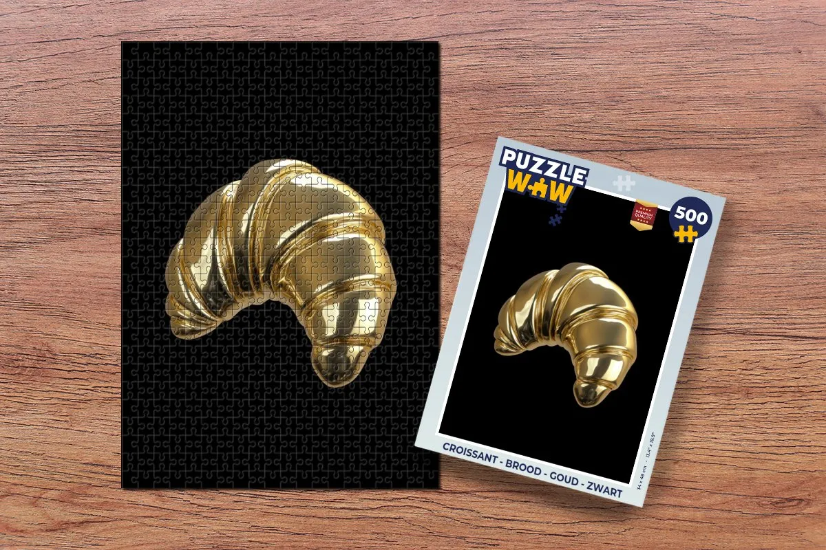 PuzzleWow Croissant Legpuzzel 500 Stuks - Goud/Zwart