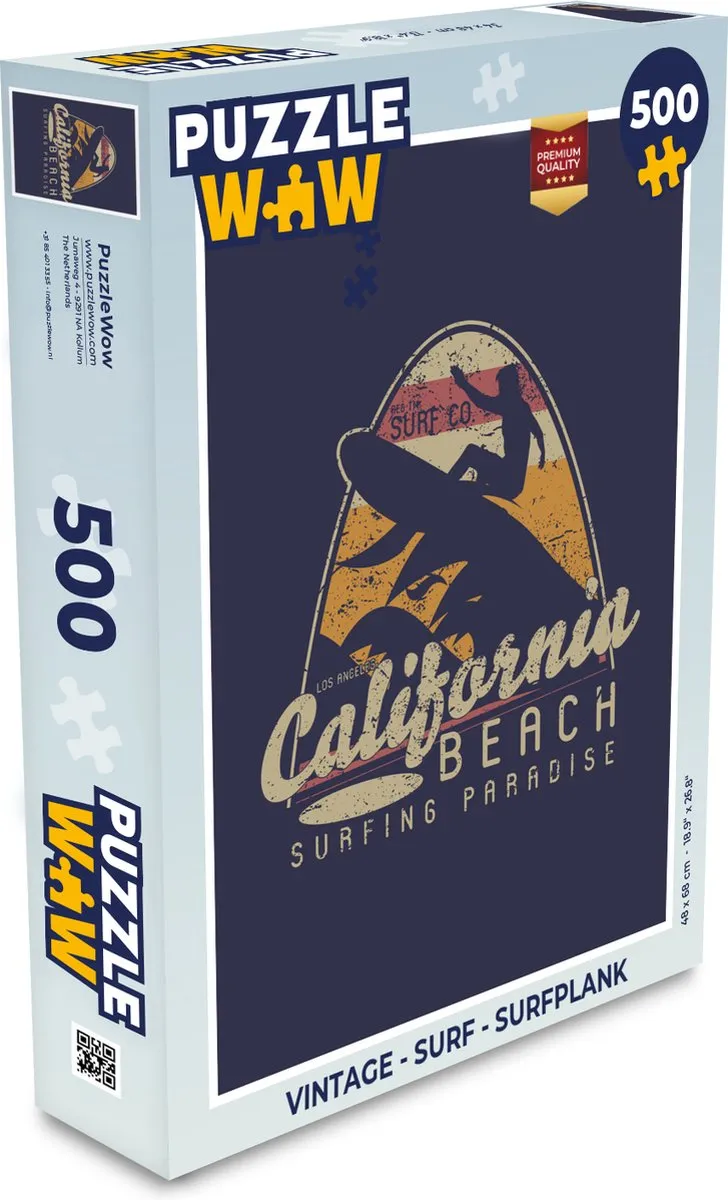 PuzzleWow Vintage Surfplank Legpuzzel 500 Stuks - Multicolor