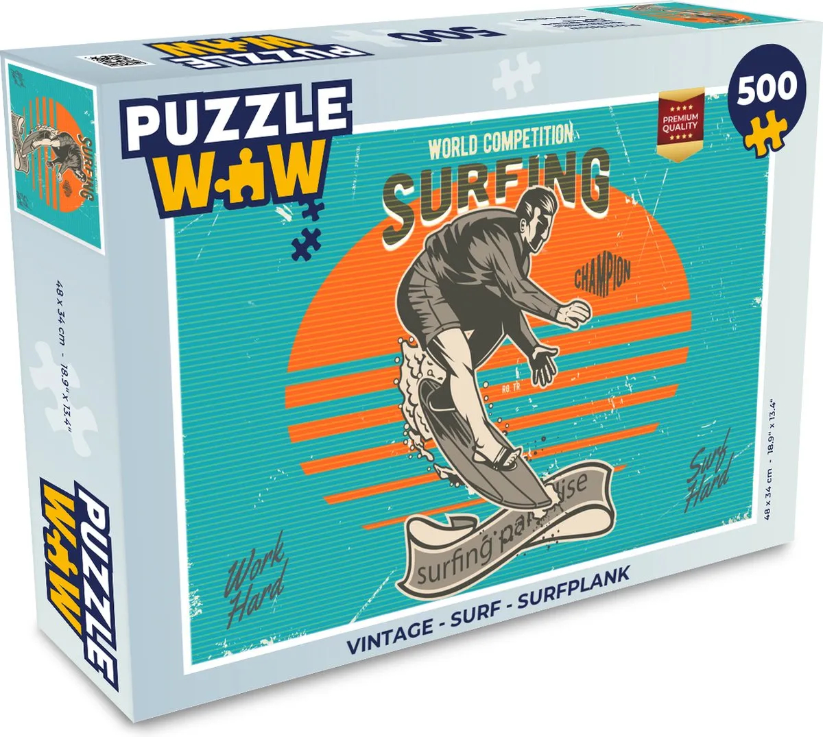 PuzzleWow Vintage Surfplank Legpuzzel 500 Stuks