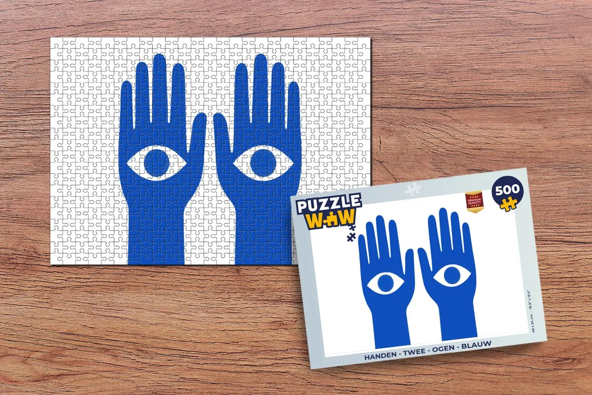 PuzzleWow Legpuzzel 500 Stuks - Handen/Ogen Blauw