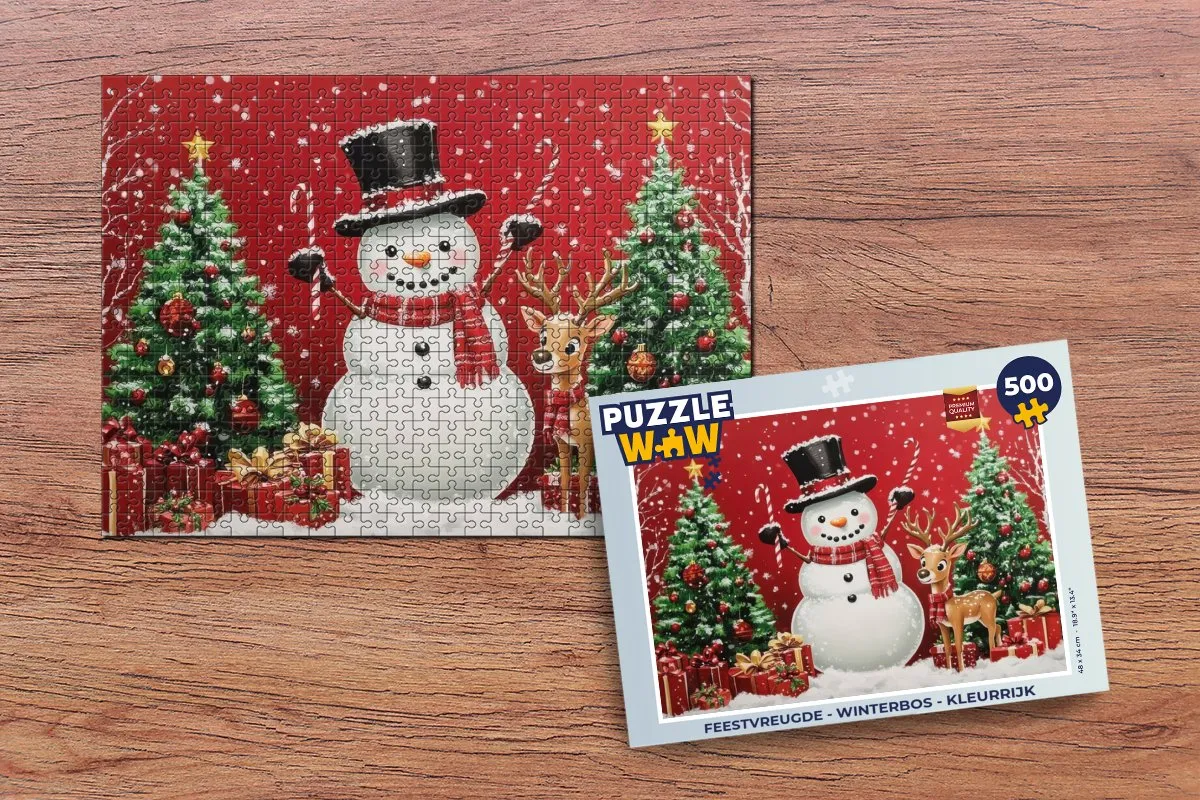 PuzzleWow Winterbos Puzzel 500 Stuks - Feestvreugde - Kleurrijk