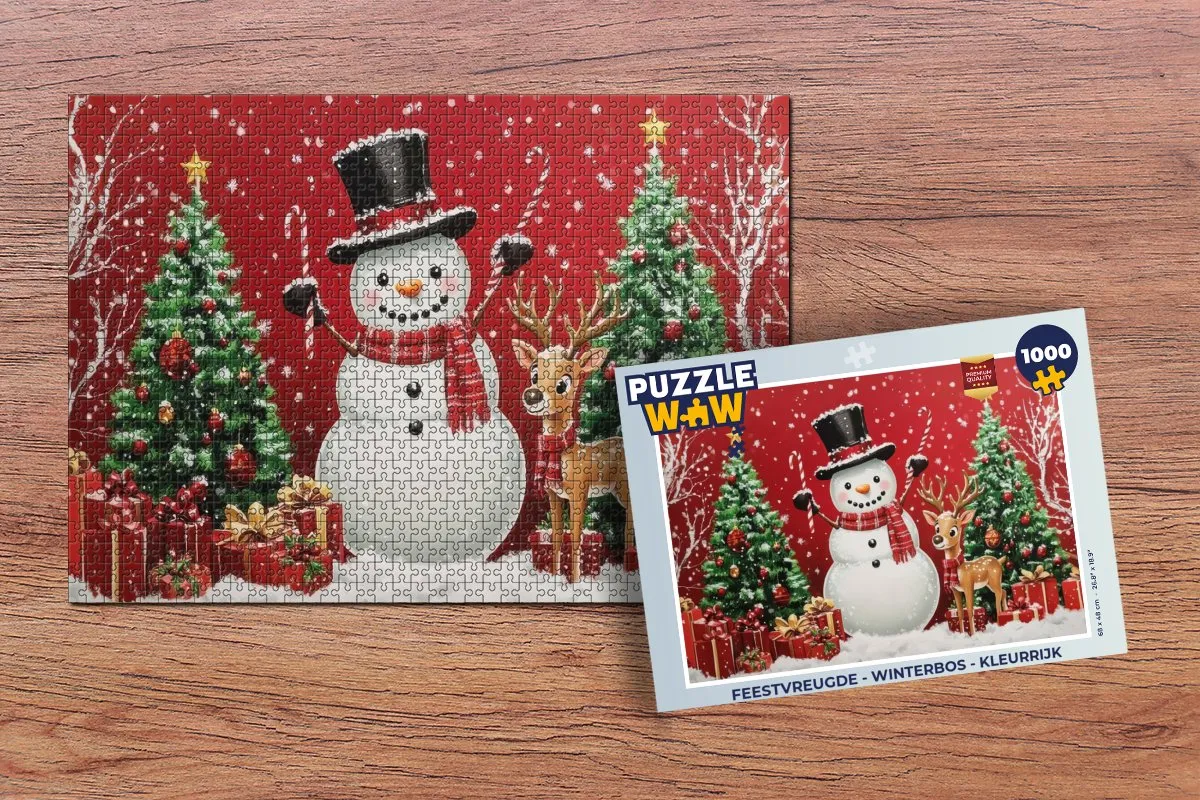 PuzzleWow Winterbos Puzzel 500 Stuks - Feestvreugde - Kleurrijk