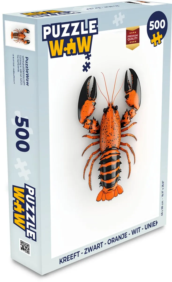 PuzzleWow Kreeft Puzzel 500 Stuks - Zwart/Oranje/Wit
