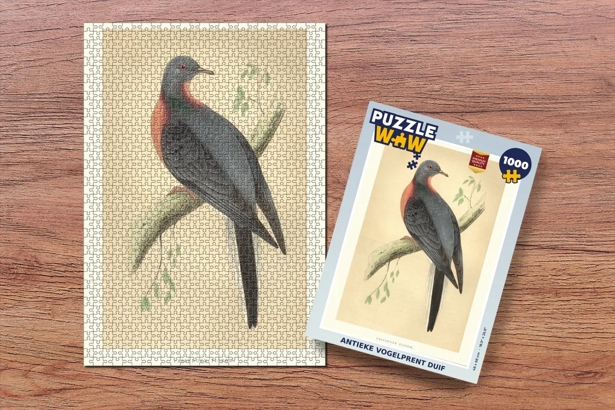 PuzzleWow Antieke Vogelprent Duif Legpuzzel 1000 Stuks - Multicolor