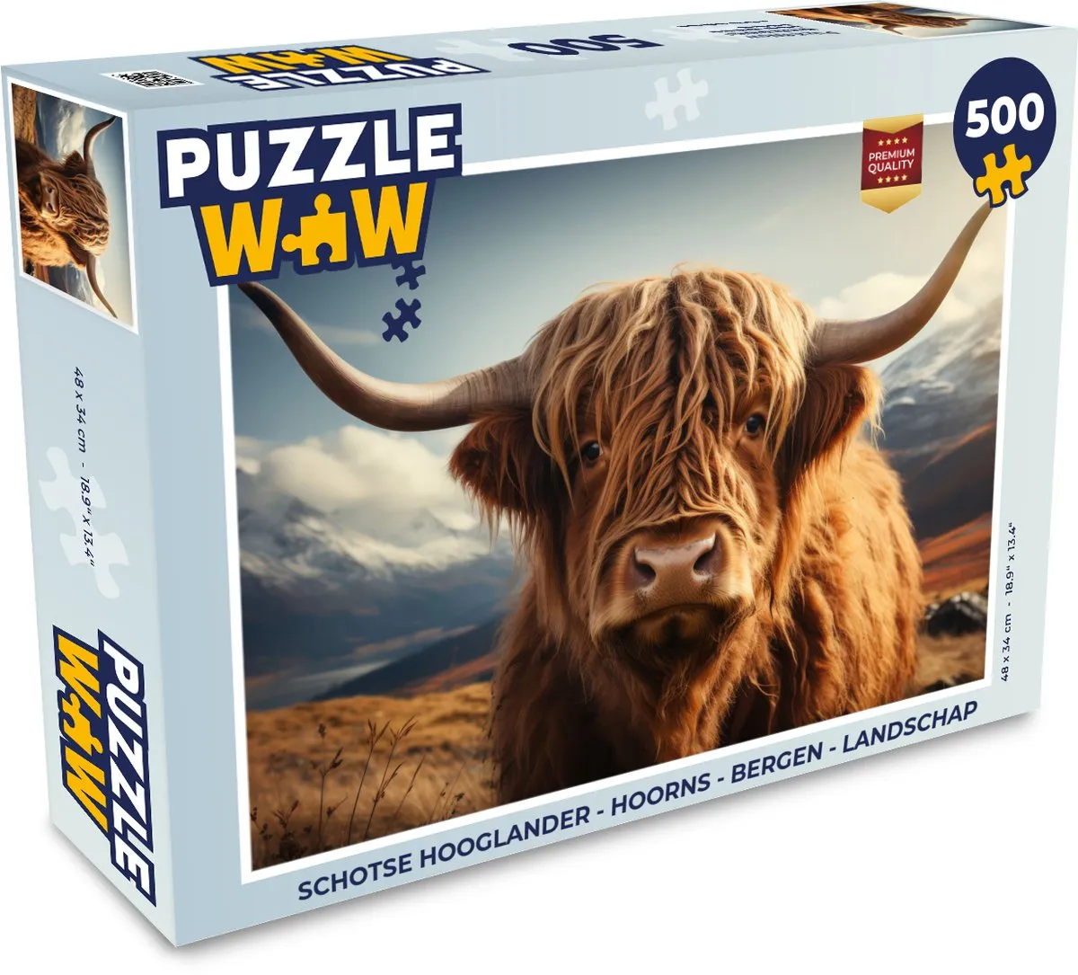 PuzzleWow Schotse Hooglander Hoorns Bergen Landschap Puzzel