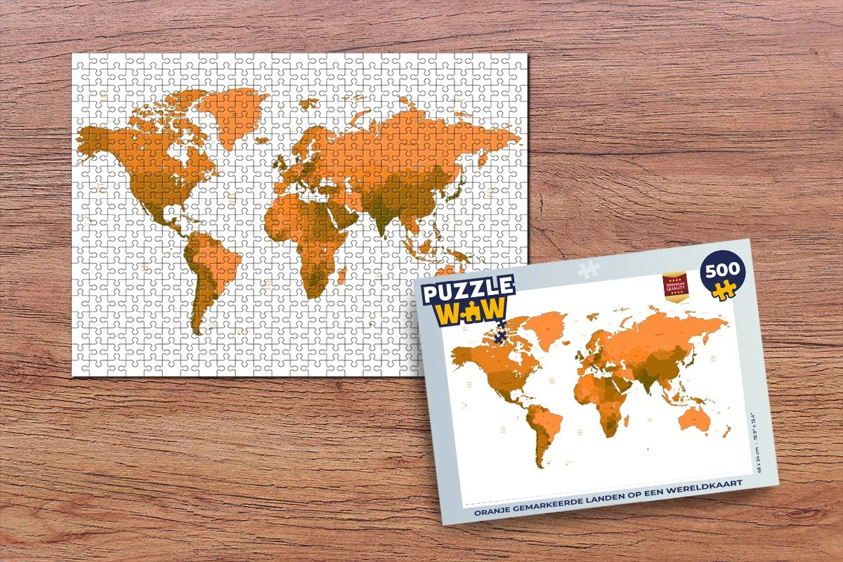 PuzzleWow Wereldkaart Legpuzzel 500 Stuks - Multicolor