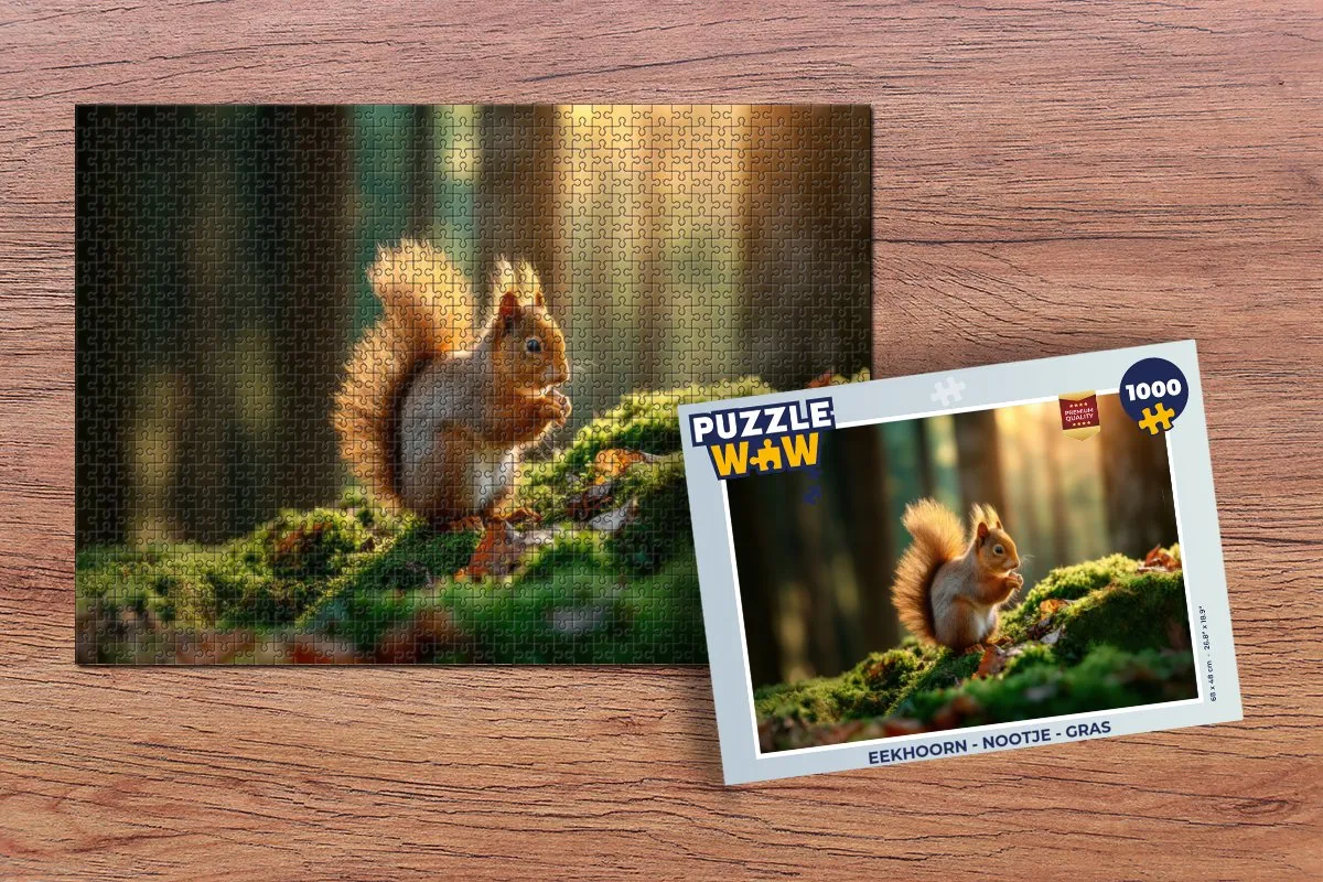 PuzzleWow Eekhoorn Nootje Gras Puzzel - 1000 Stuks