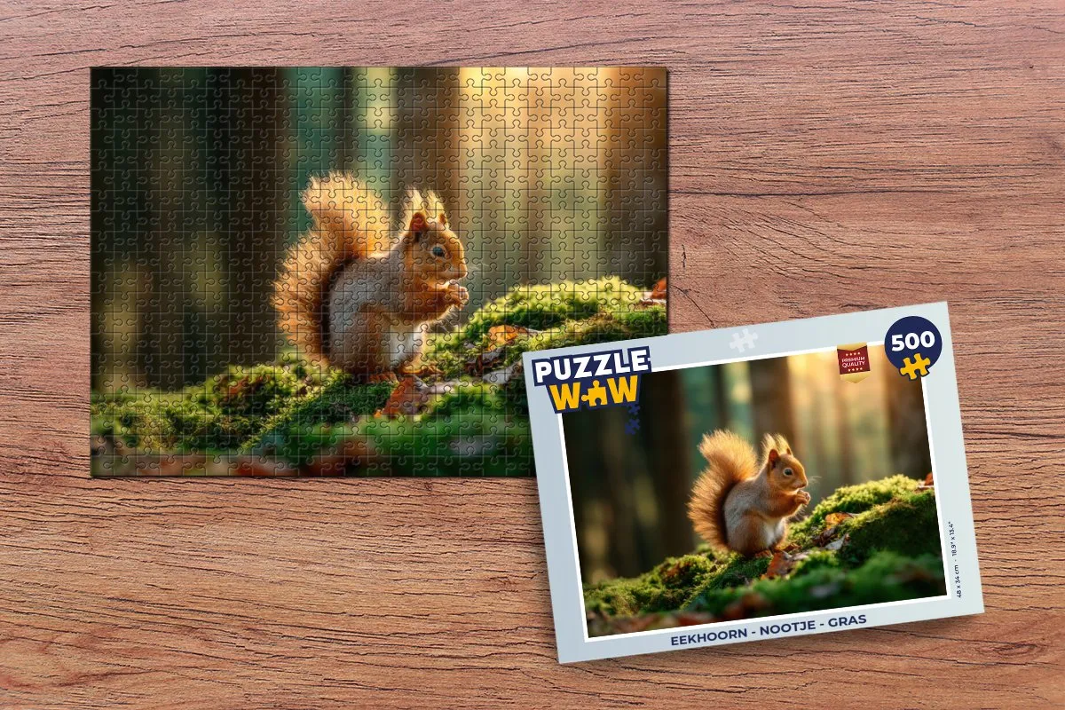 PuzzleWow Eekhoorn Nootje Gras Puzzel - 1000 Stuks