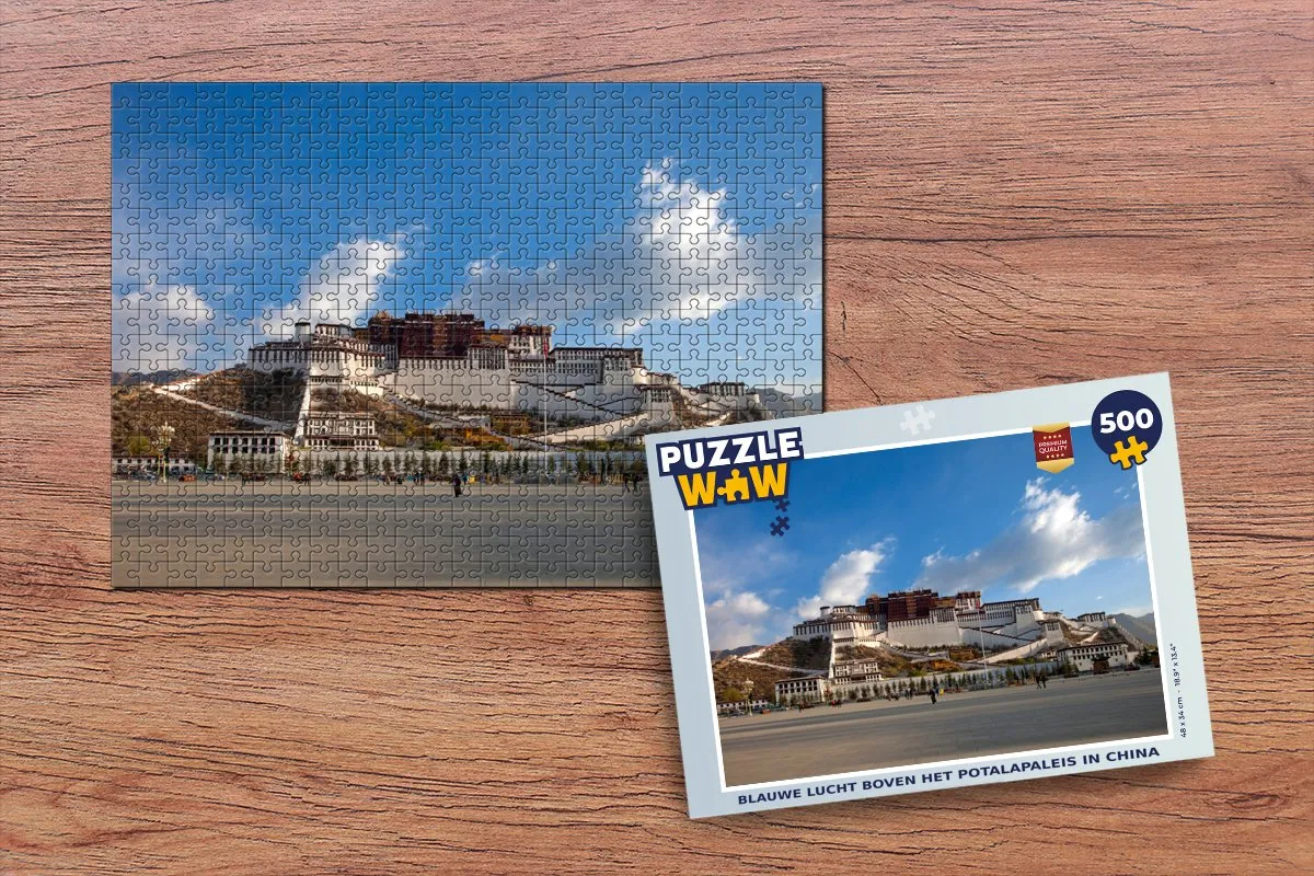 PuzzleWow Legpuzzel Blauwe lucht boven het Potalapaleis 500 Stuks - Multicolor