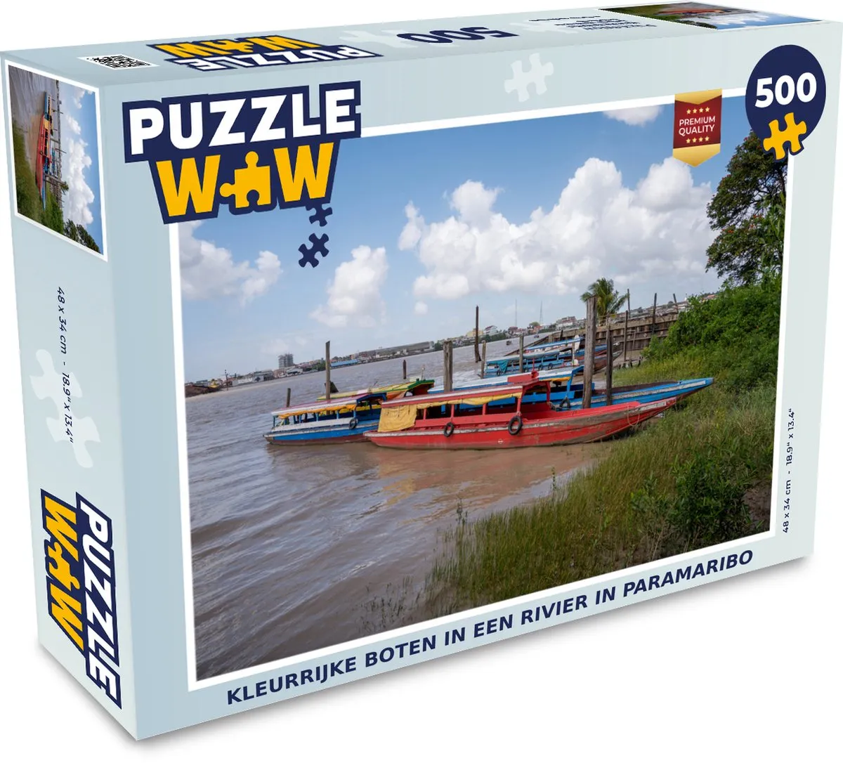 PuzzleWow Legpuzzel Kleurrijke boten Paramaribo 500 Stuks