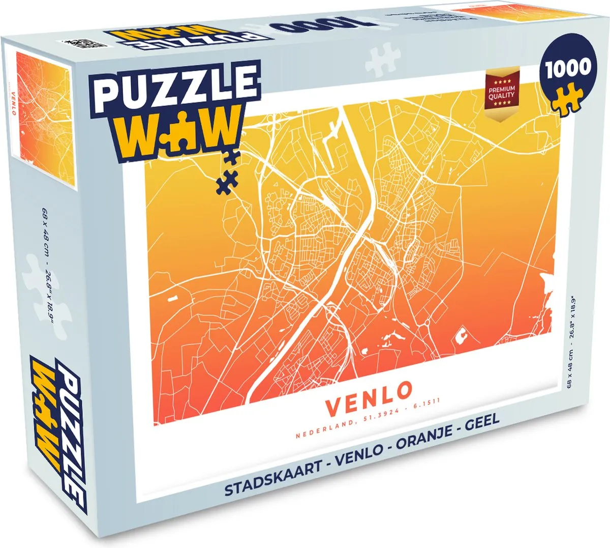 PuzzleWow Stadskaart Venlo Legpuzzel 1000 Stuks - Multicolor