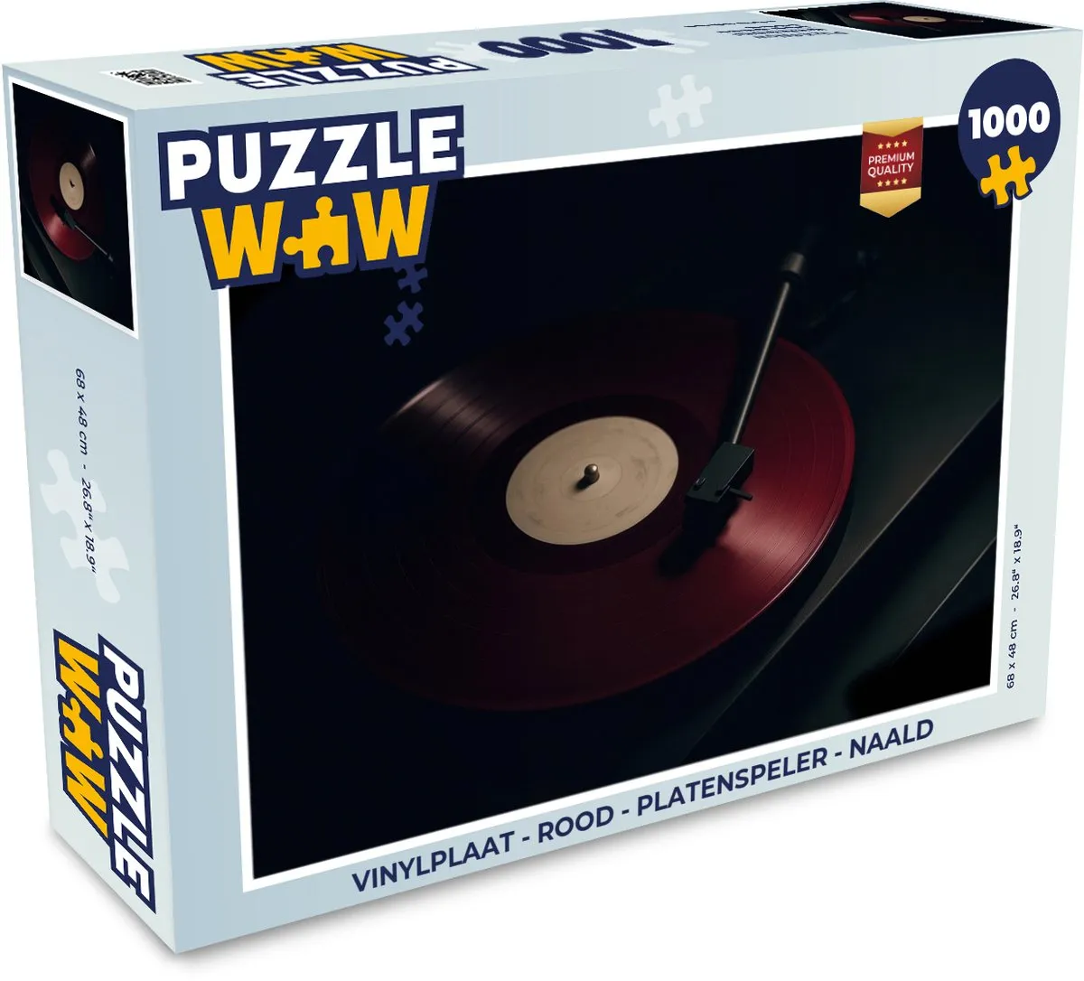 PuzzleWow Vinylplaat Platenspeler Puzzel 1000 Stuks - Rood
