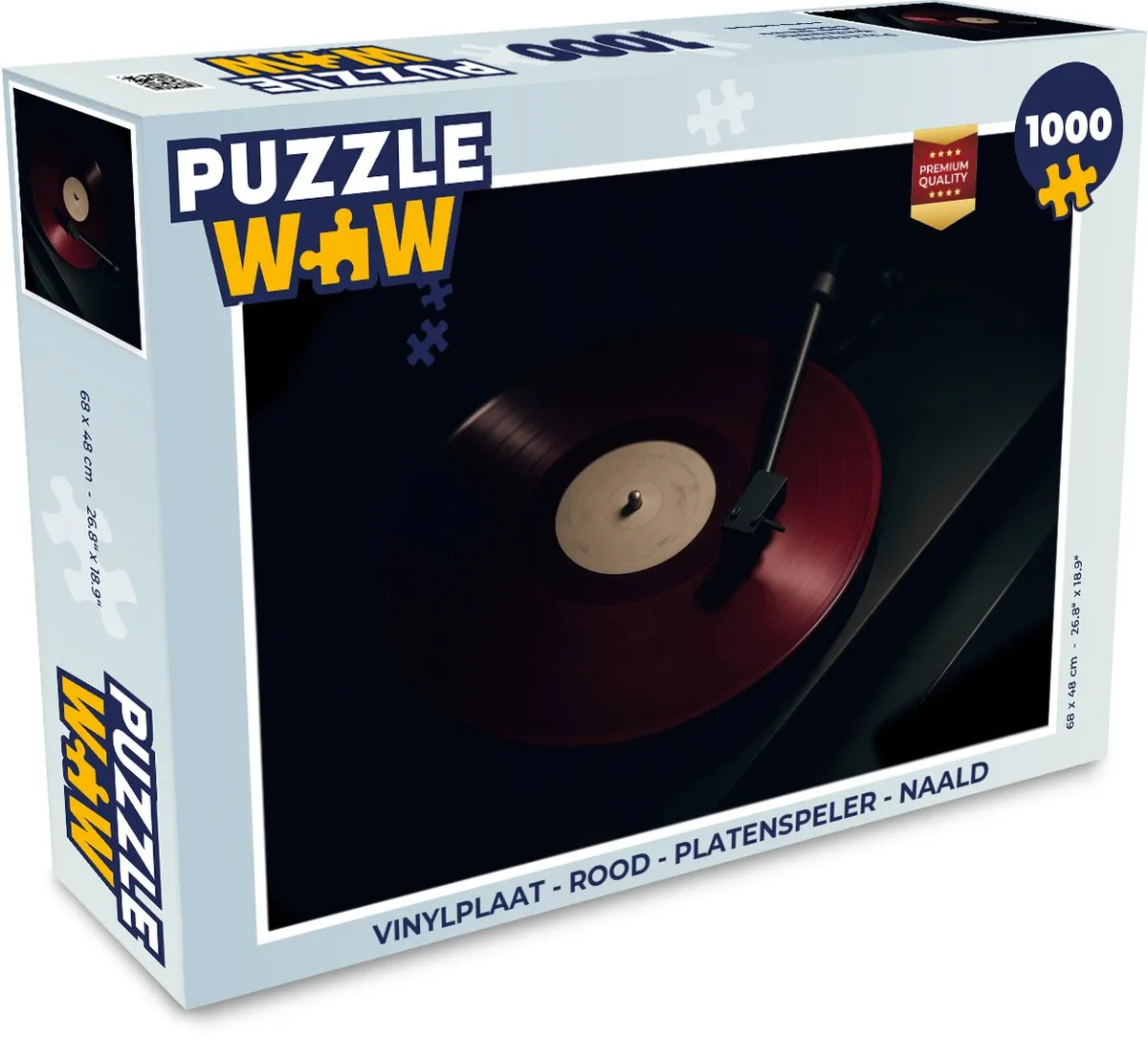 PuzzleWow Vinylplaat Platenspeler Puzzel 1000 Stuks - Rood