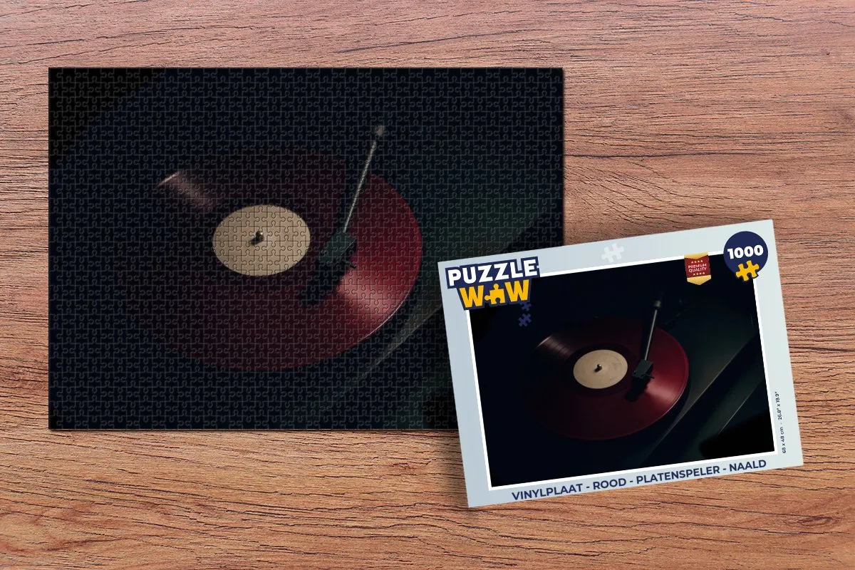 PuzzleWow Vinylplaat Platenspeler Puzzel 1000 Stuks - Rood