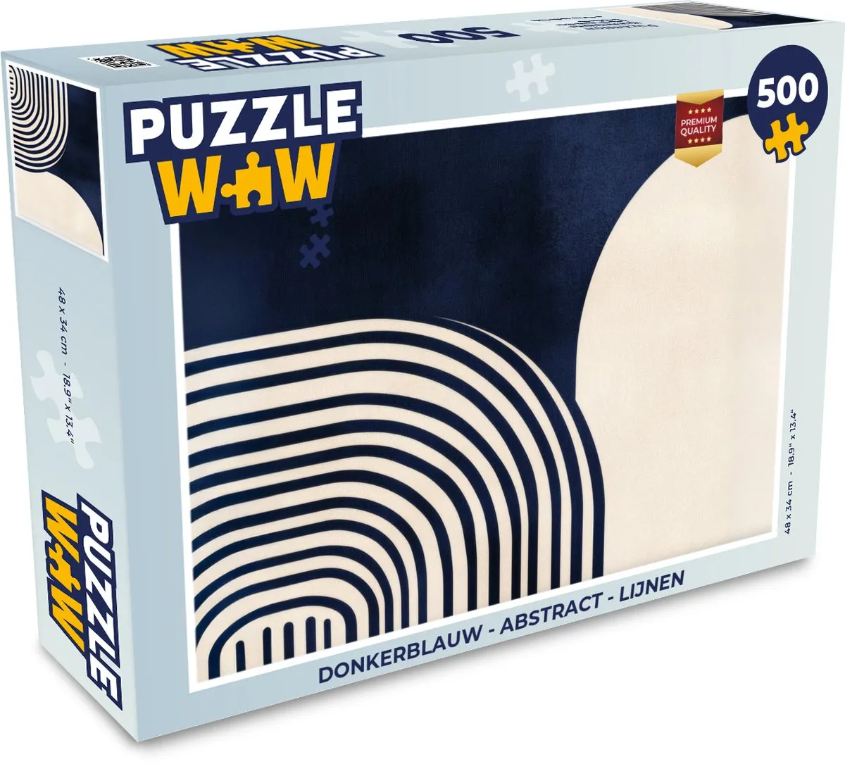 PuzzleWow Abstract Legpuzzel 500 Stuks - Donkerblauw Lijnen
