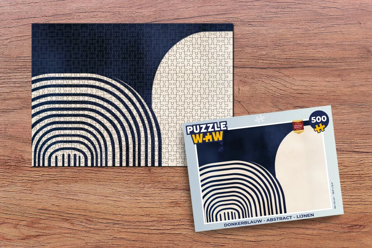 PuzzleWow Abstract Legpuzzel 500 Stuks - Donkerblauw Lijnen