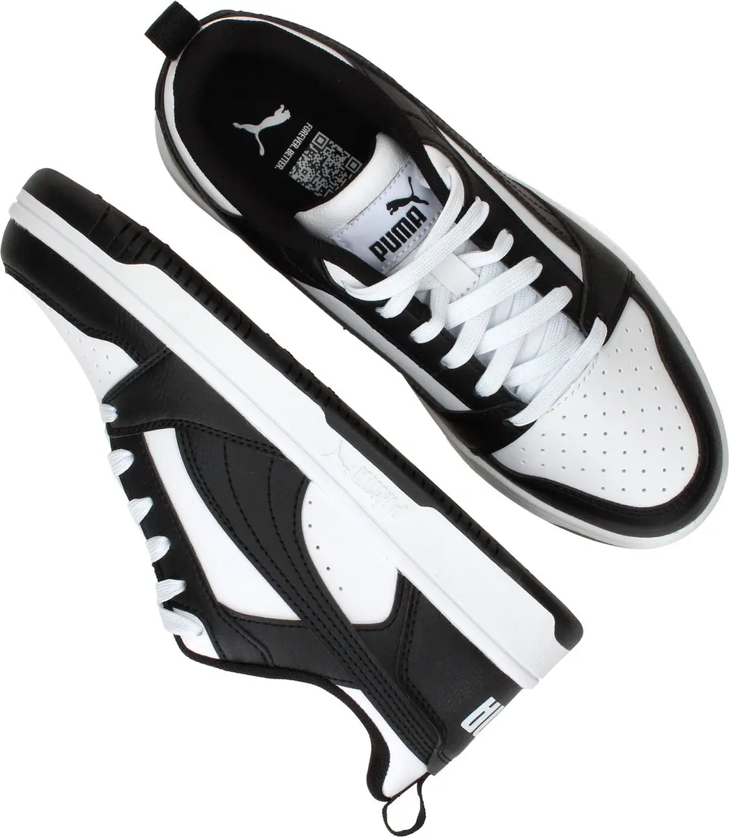 PUMA Rebound V6 Lo Jr Unisex Sneakers - 39 - Wit/Zwart - afbeelding 5 van 6