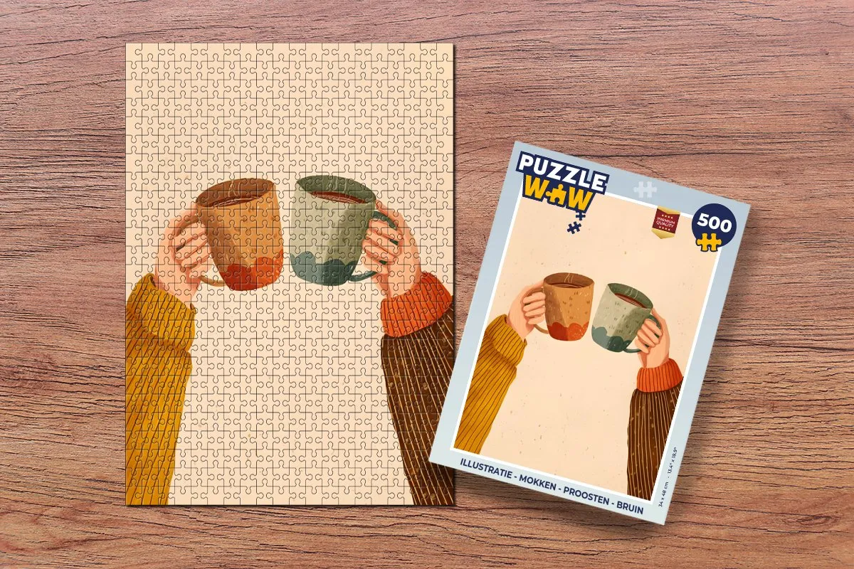 PuzzleWow Proosten Mokken Legpuzzel 500 Stuks - Bruin