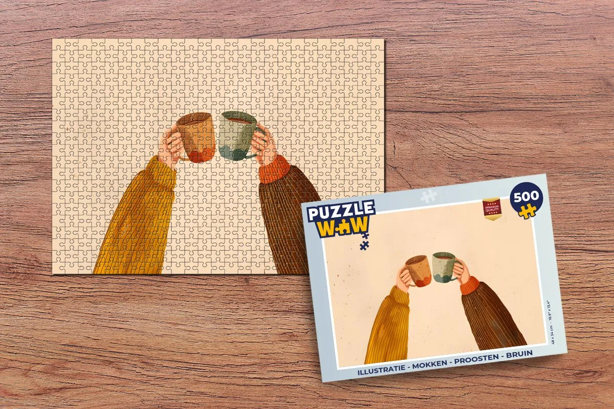 PuzzleWow Proosten Mokken Legpuzzel 500 Stuks - Bruin