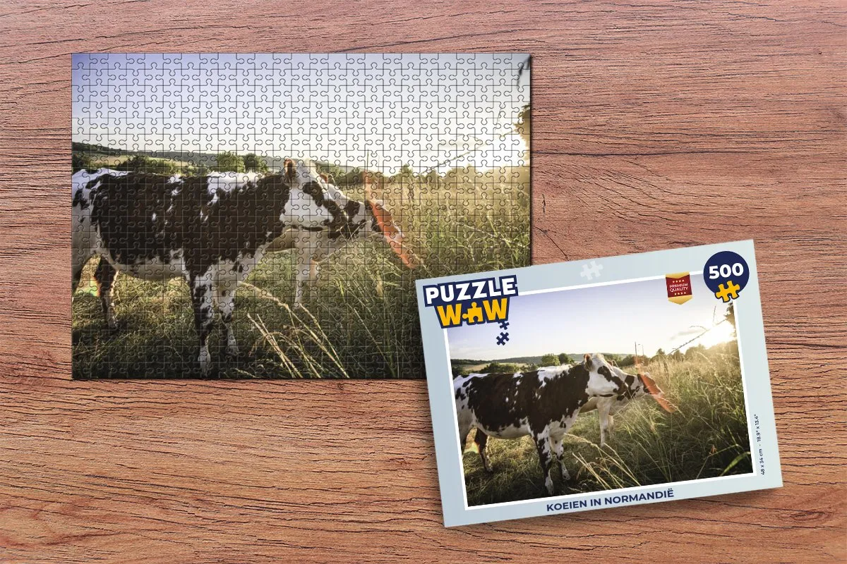 PuzzleWow Legpuzzel Koeien in Normandië 500 Stuks - Multicolor