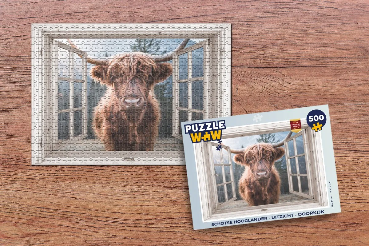 PuzzleWow Schotse Hooglander Legpuzzel 500 Stuks - Multicolor