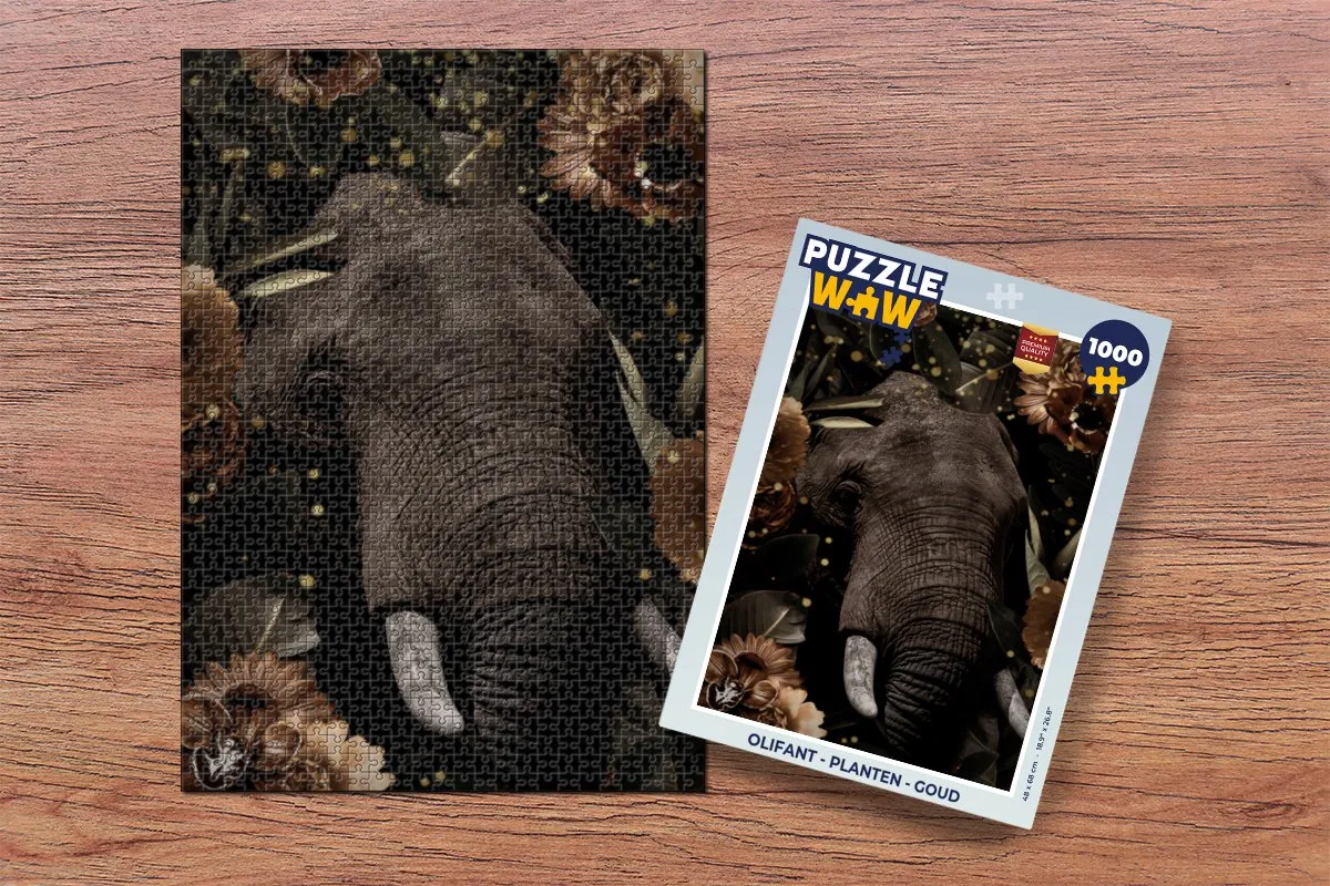 PuzzleWow Olifant Legpuzzel 1000 Stuks - Multicolor