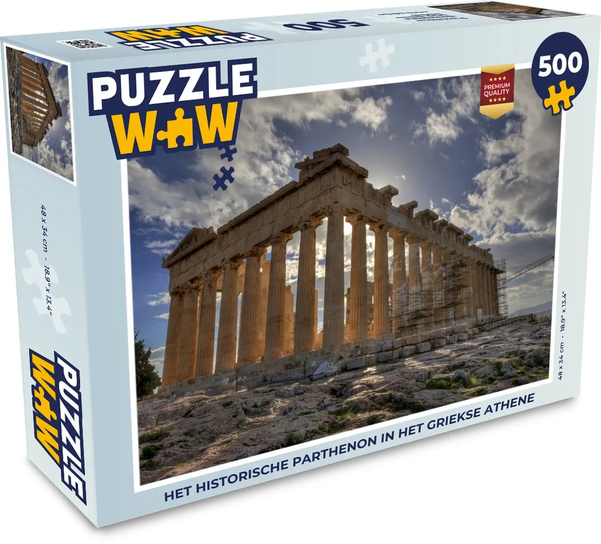 PuzzleWow Parthenon Athene Legpuzzel 500 Stuks - Multicolor