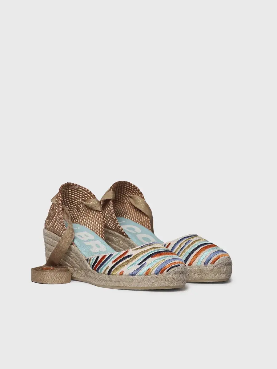 Geborduurde espadrilles met sleehak voor dames