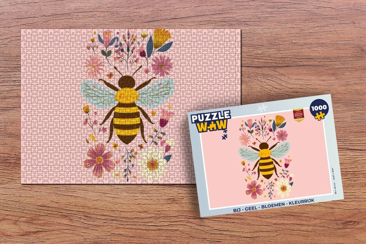 PuzzleWow Bij Bloemen Legpuzzel 1000 Stuks