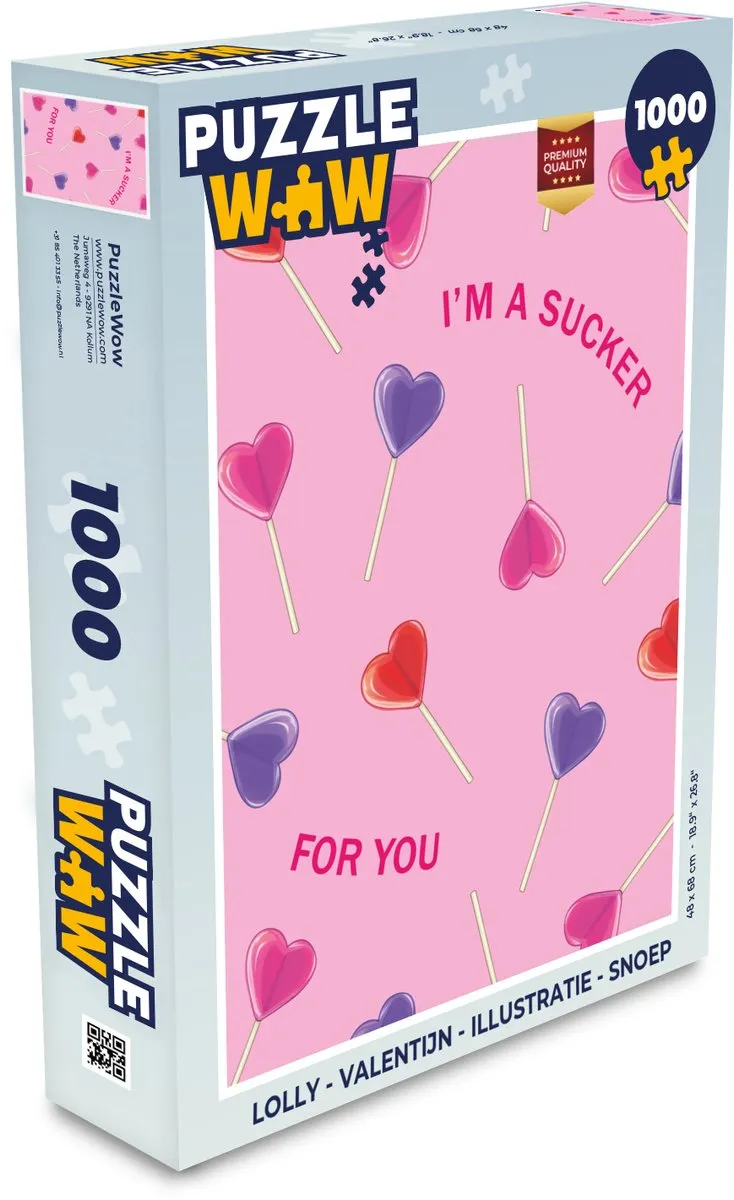 PuzzleWow Valentijn Lolly Puzzel 1000 Stuks - "I'm a sucker for you"