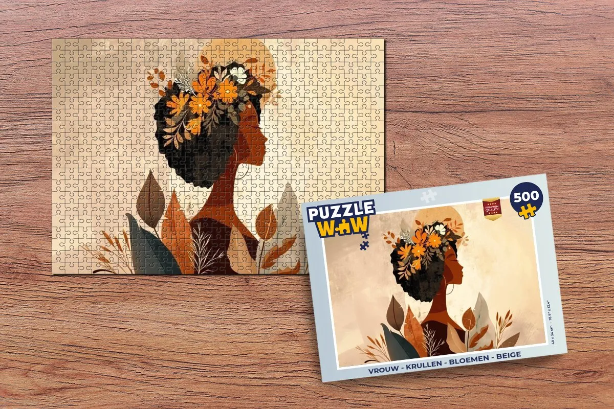 PuzzleWow Vrouw Krullen Bloemen Legpuzzel 500 Stuks
