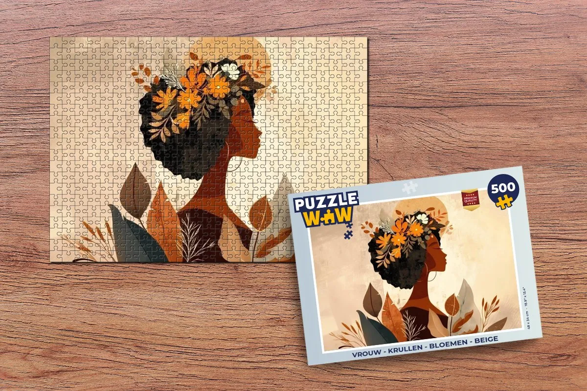 PuzzleWow Vrouw Krullen Bloemen Legpuzzel 500 Stuks