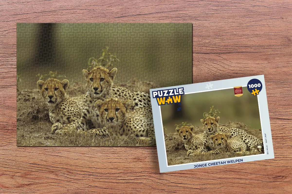 PuzzleWow Jonge Cheetah Welpen Legpuzzel 1000 Stuks - Multicolor