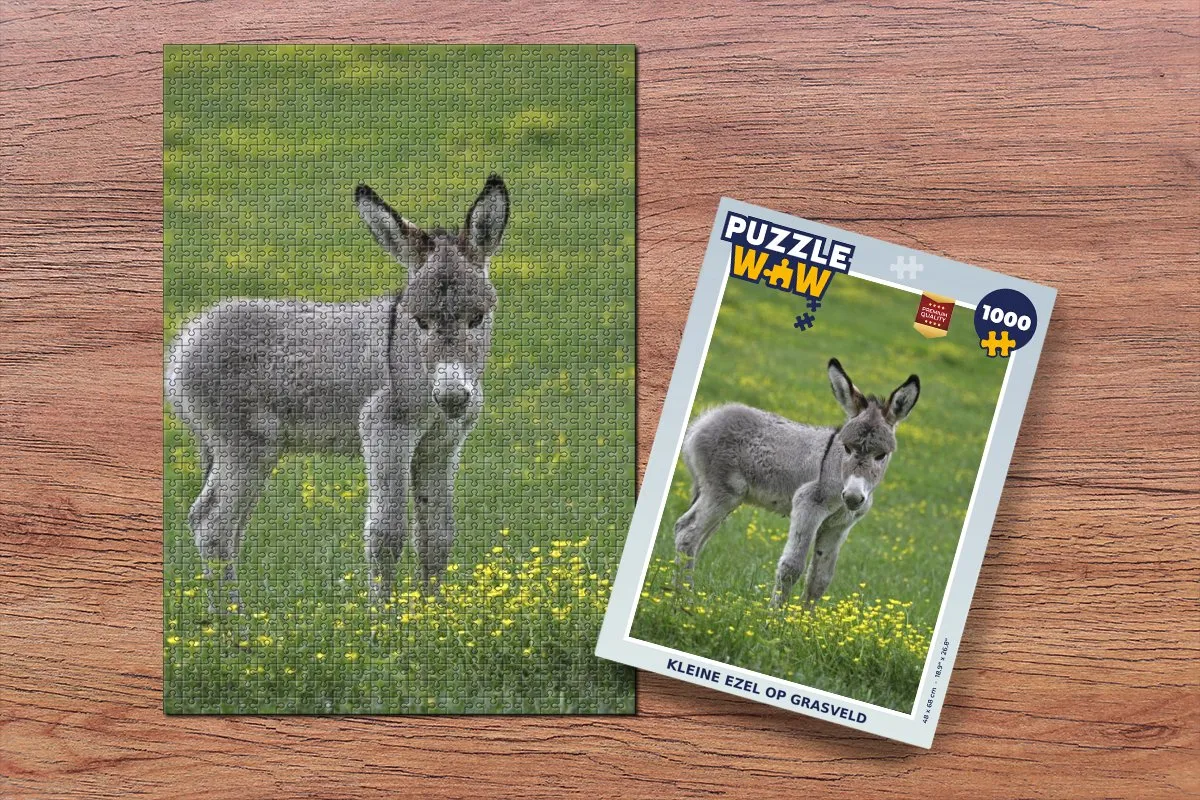 PuzzleWow Legpuzzel Kleine Ezel Multicolor - 1000 Stukjes