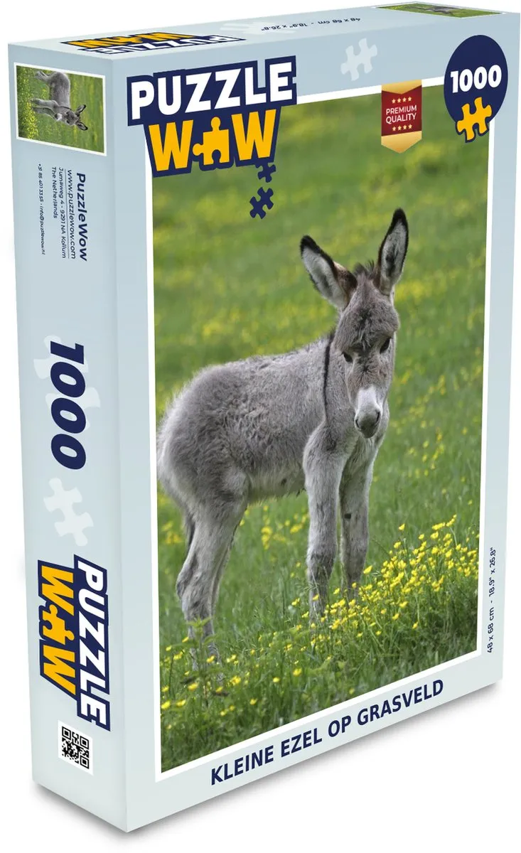 PuzzleWow Legpuzzel Kleine Ezel Multicolor - 1000 Stukjes