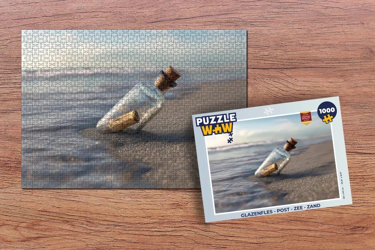 PuzzleWow Glazenfles Post Zee Zand Legpuzzel 1000 Stuks