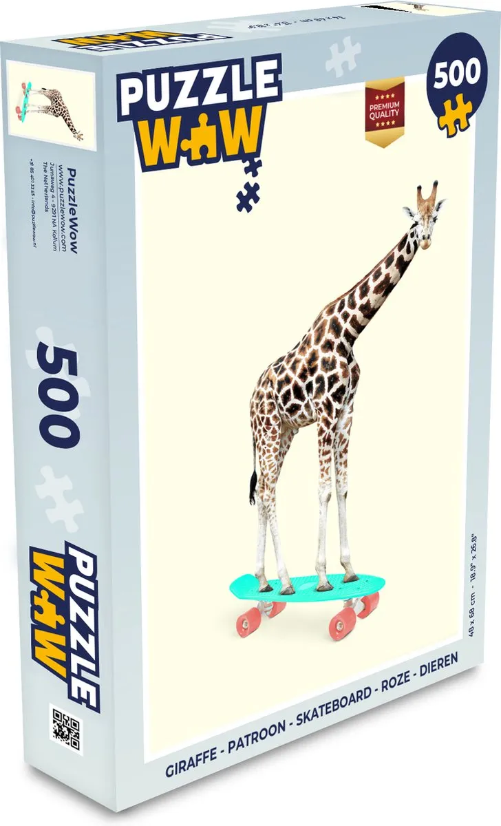PuzzleWow Giraffe Skateboard Puzzel