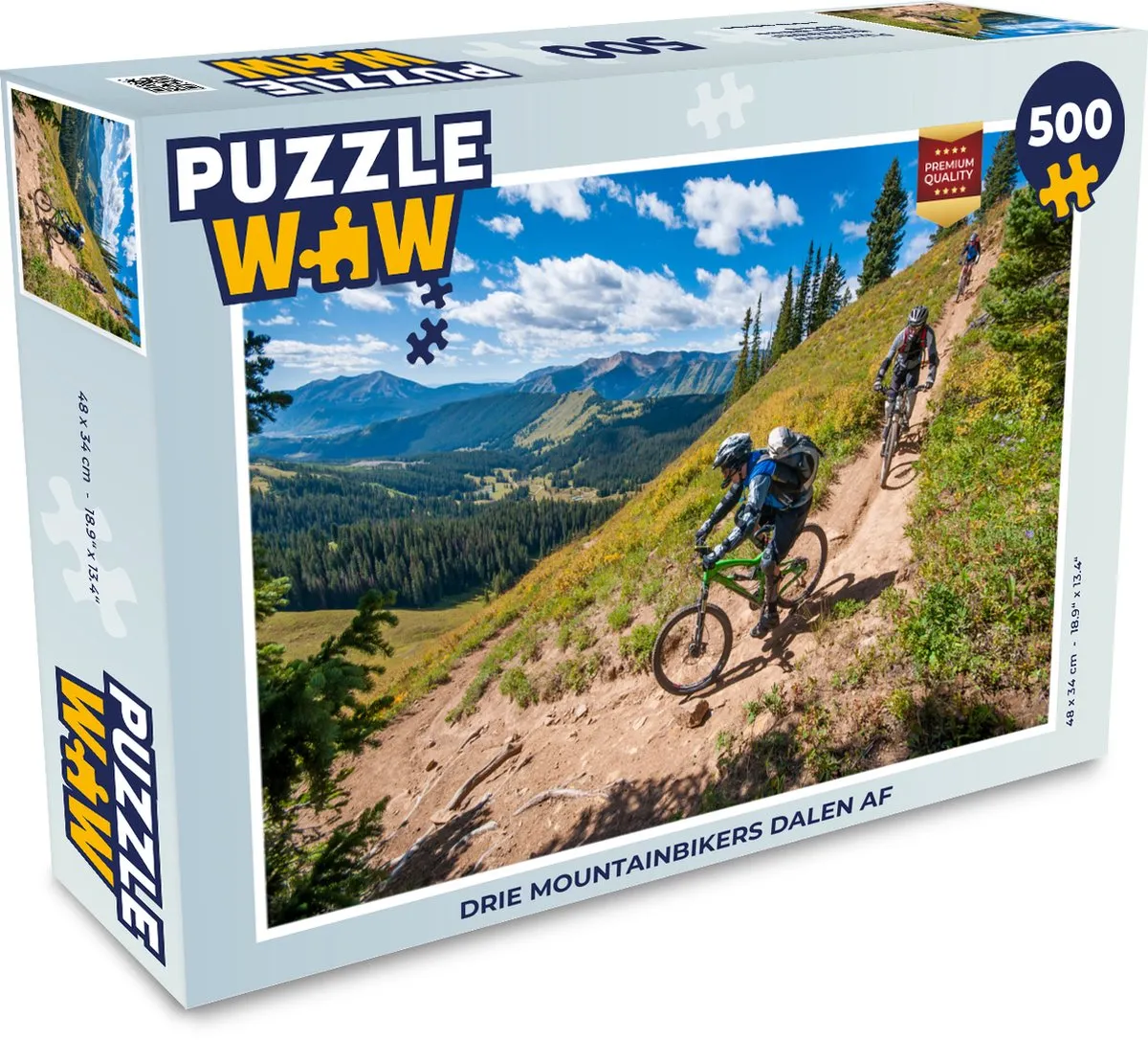 PuzzleWow Legpuzzel Drie Mountainbikers - 500 Stuks - Multicolor