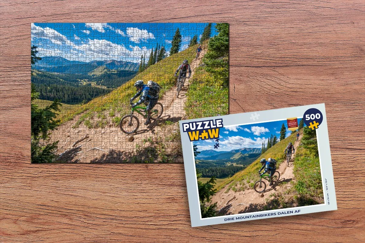 PuzzleWow Legpuzzel Drie Mountainbikers