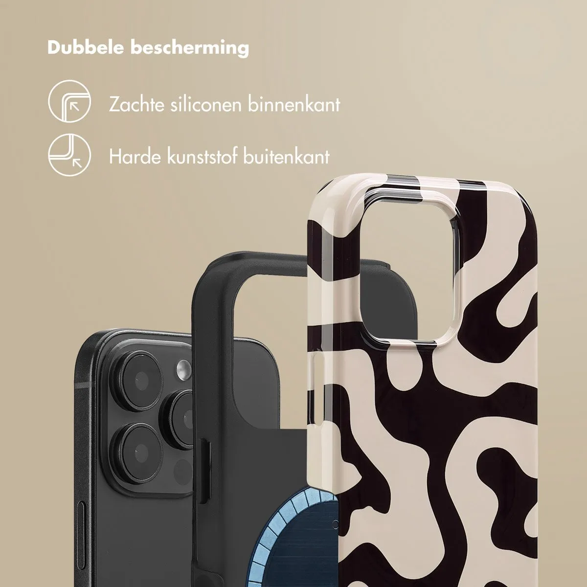 Selencia Hoesje iPhone 16 Pro - Art Wave Black - MagSafe