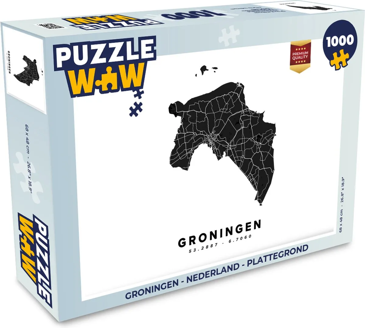 PuzzleWow Groningen Nederland Plattegrond Legpuzzel 1000 Stuks