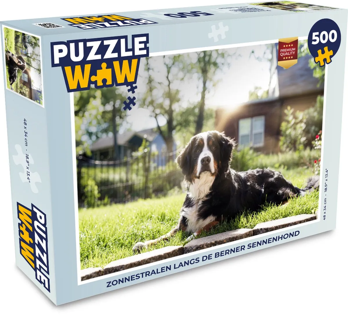 PuzzleWow Legpuzzel Zonnestralen Berner Sennenhond 500 Stuks - Multicolor