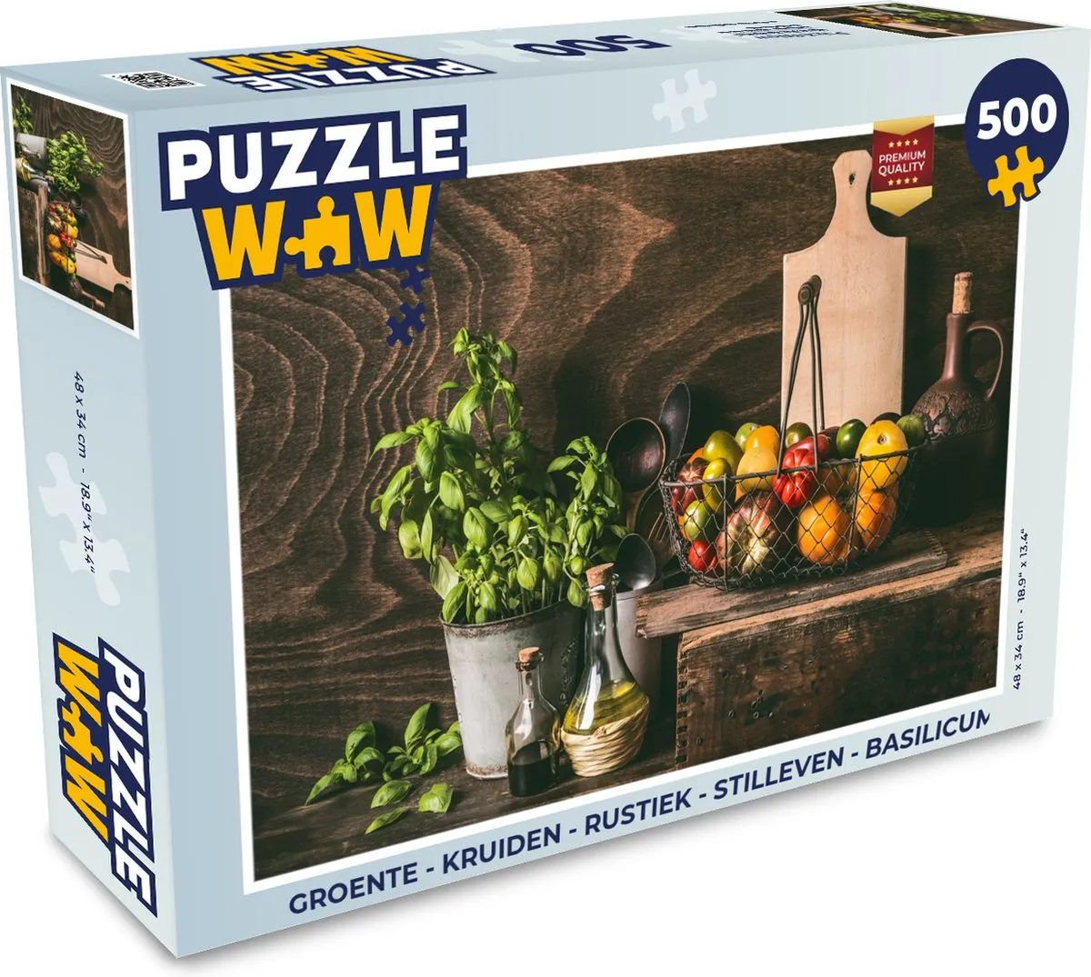 PuzzleWow Rustiek Stilleven Basilicum Legpuzzel 500 Stuks - Multicolor