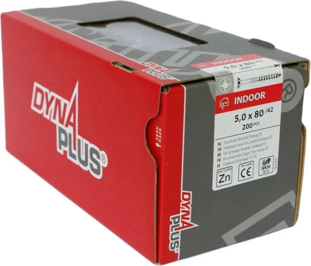Dynaplus Unischroef POZI 5x80mm - 200 Stuks - Verzinkt - afbeelding 6 van 6