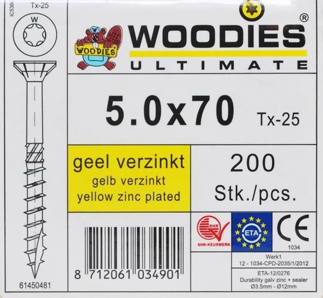 Woodies Ultimate Spaanplaatschroef 5x70mm T25 - 200 Stuks - afbeelding 3 van 3