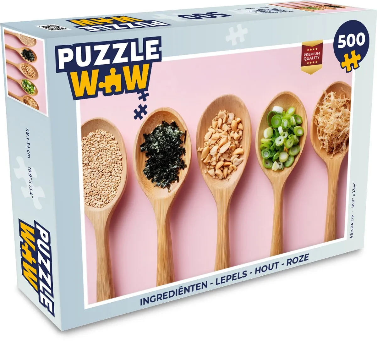 PuzzleWow Ingrediënten Lepels Houten Puzzel 500 Stuks - Roze
