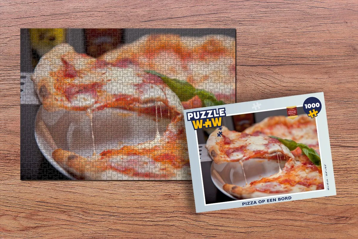 PuzzleWow Legpuzzel Pizza op een bord 1000 Stuks - Multicolor