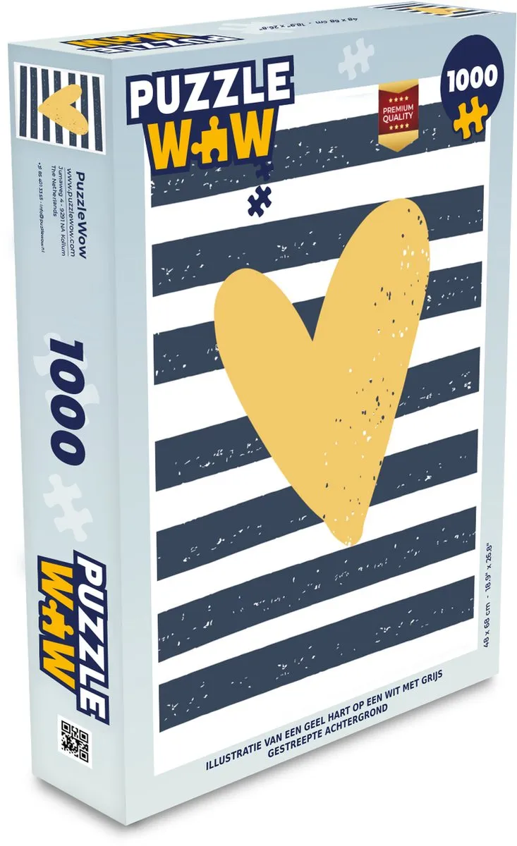 PuzzleWow Legpuzzel Geel Hart 1000 Stuks - Multicolor